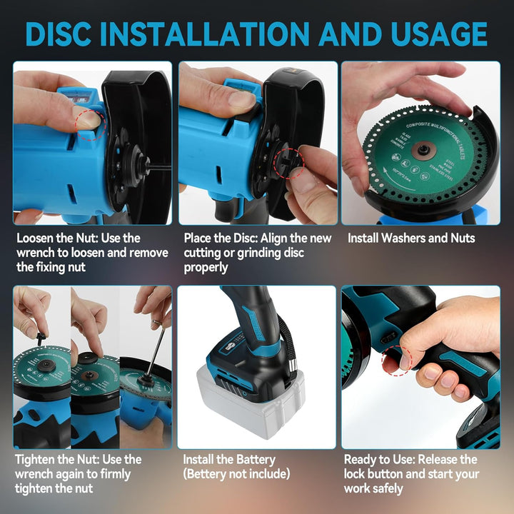 Akku-Winkelschleifer für Makita 18 V, bürstenloser Mini-Winkelschleifer, 18000 U/min, 100 mm, kleine