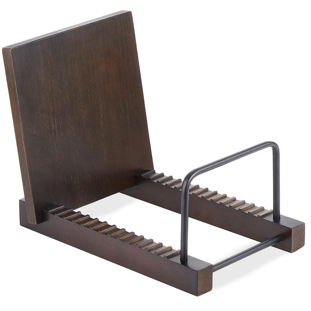 Mkono Vinyl Aufzeichnung Aufbewahrungshalter Massivholz Ständer mit schwarzem Metall Rack Modern Alb