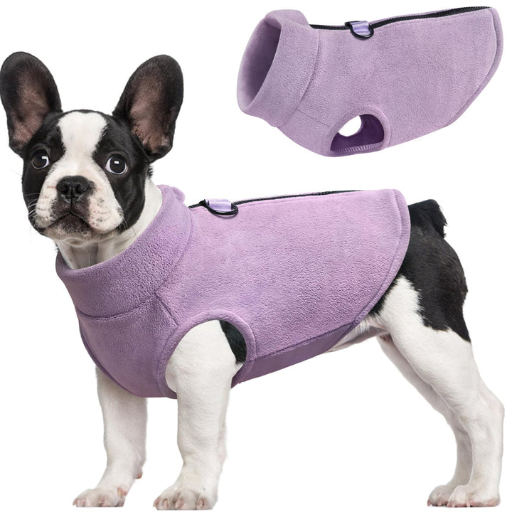 Idepet Hunde-Fleece-Weste, Pullover, mit Reissverschluss, Warmer Pullover, Hundejacke mit D-Ring-Lei