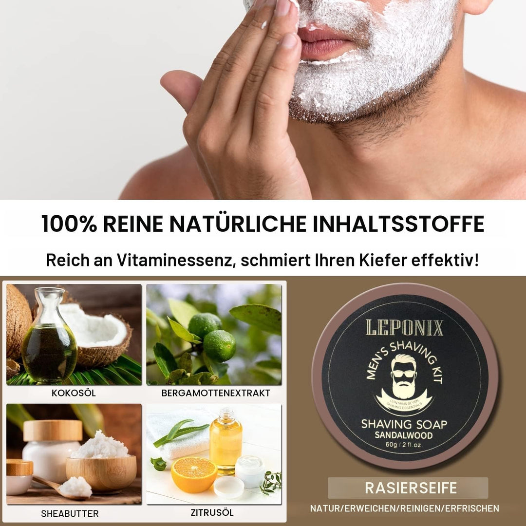 Rasierset für Männer, Aftershave-Geschenkset für Männer, mit Sandelholz-Rasiercreme, Aftershave-Bals
