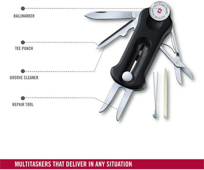 Victorinox, Schweizer Taschenmesser, Golf Tool, Multitool, Outdoor, 10 Funktionen, Klinge, gross, Re