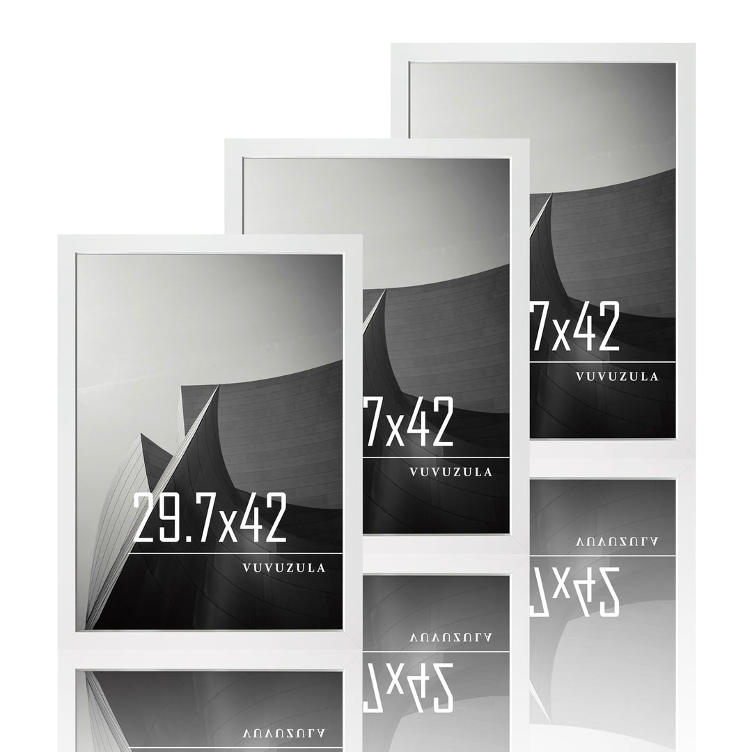 VUVUZULA Bilderrahmen A3 Weiss Holz Fotorahmen 30x42cm Holzrahmen MDF Rahmen DIN A3 3er Set Weiss A3