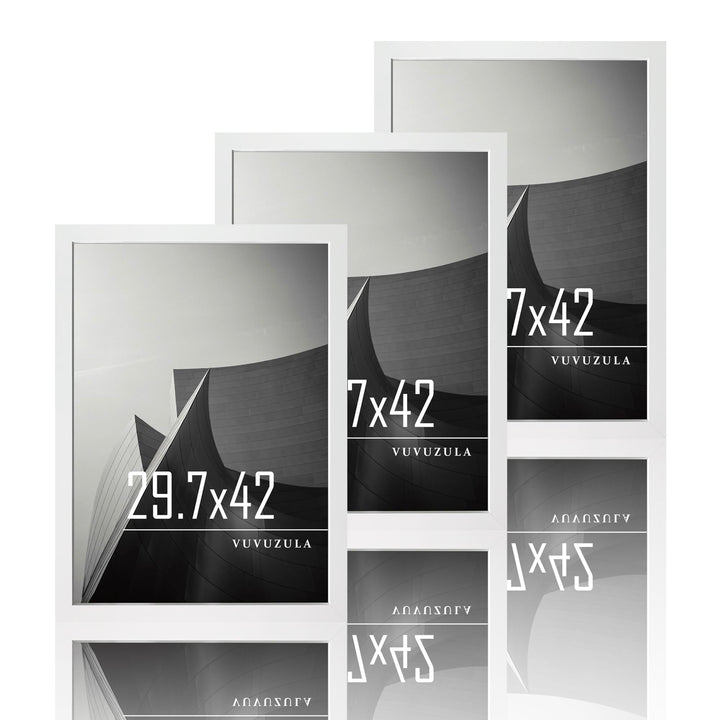 VUVUZULA Bilderrahmen A3 Weiss Holz Fotorahmen 30x42cm Holzrahmen MDF Rahmen DIN A3 3er Set Weiss A3