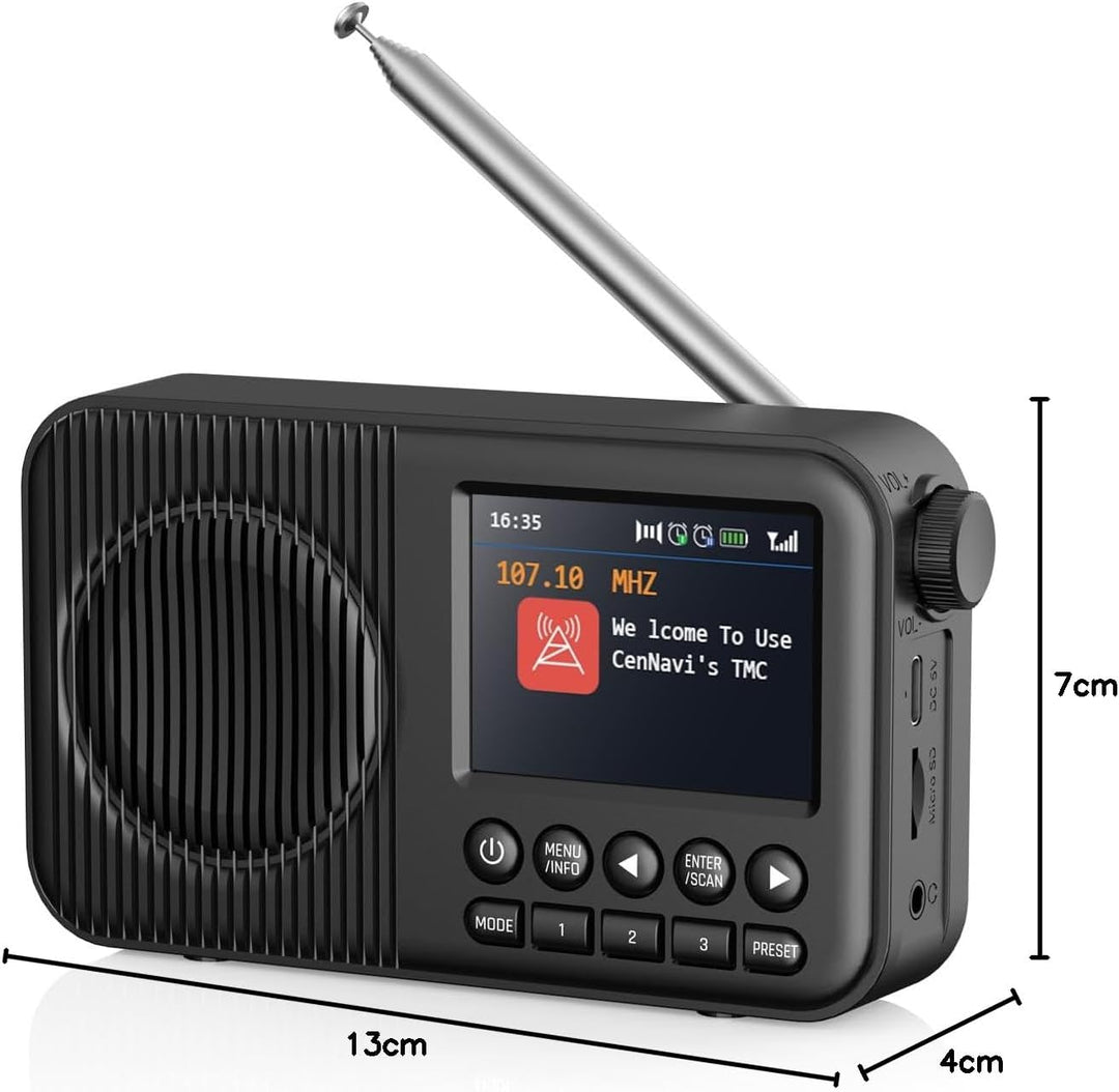 Arafuna DAB Radio, DAB Plus Radio mit 2,4" Farbdisplay, FM Radio mit Bluetooth, Küchenradio mit 60 V