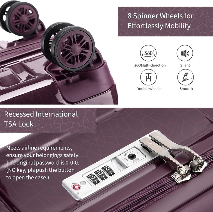 Sea choice Handgepäck Koffer Set 2 Teilig Hartschalen Trolley mit Kosmetiktasche Eckenschutz ABS+PC