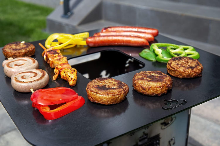 teileplus24 BBQ50 Grillplatte | Grillring | Feuerplatte | BBQ-Platte | Plancha Grillplatte 50cm, Gri