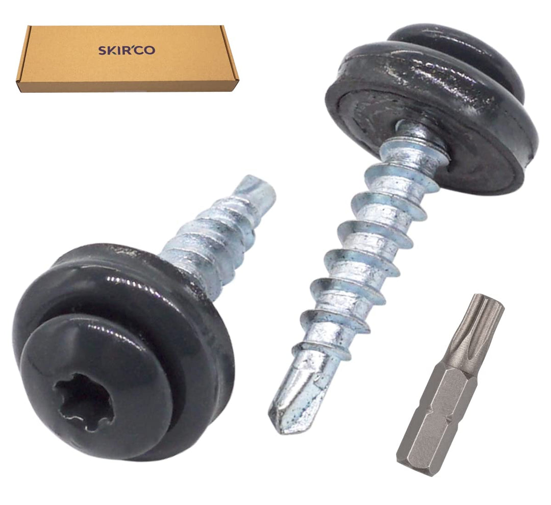 SKIR'CO (200 Stück) Metalldachschrauben 4,8 x 20 mm lackiert selbstbohrende Schrauben mit EPDM Unter