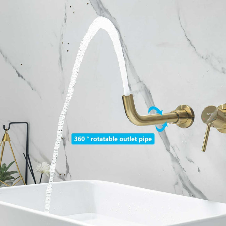 ONECE Unterputz Waschtischarmatur Wandmontage mit 360° Auslauf, Wasserhahn Bad Wandarmatur mit Ausla