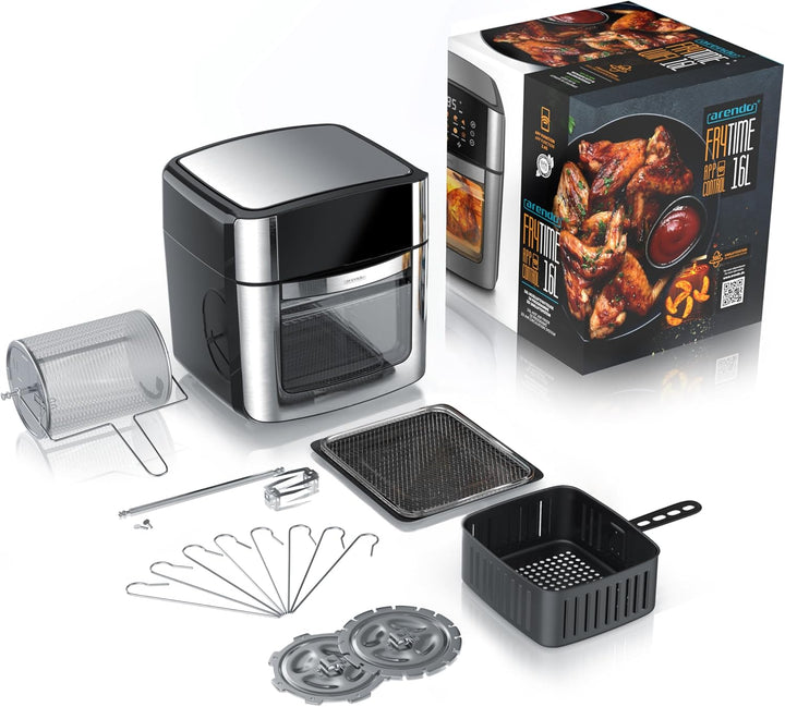 Arendo - Wlan Heissluftfritteuse XXL 16 Liter - Smart WiFi mit App - extra Gross 16 Liter - Backofen