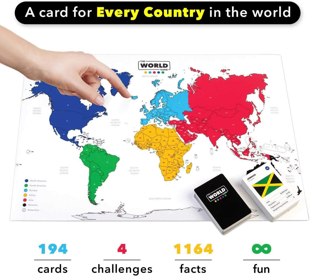 The World Game - English - Geographie Kartenspiel - Lernspiel für Kinder, Familie und Erwachsene - W