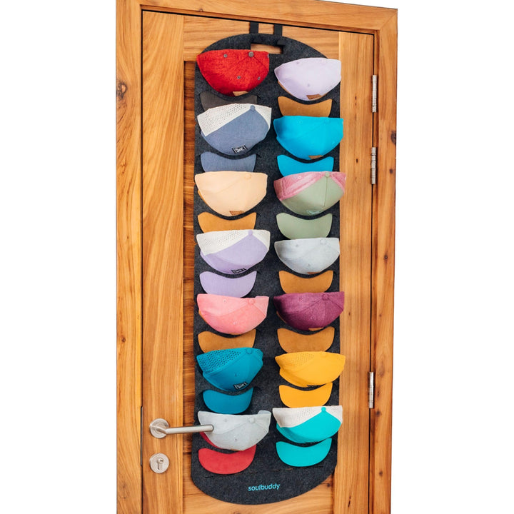 Soulbuddy Cap Organizer für 14 Caps | Aufbewahrung für Schirmmützen | Hängeregal für Kappen | Hat St