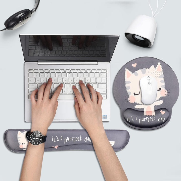 AOKSUNOVA Ergonomisches Mauspad Handgelenkauflage Set für Tastatur Katze Tastatur Handgelenkstütze B