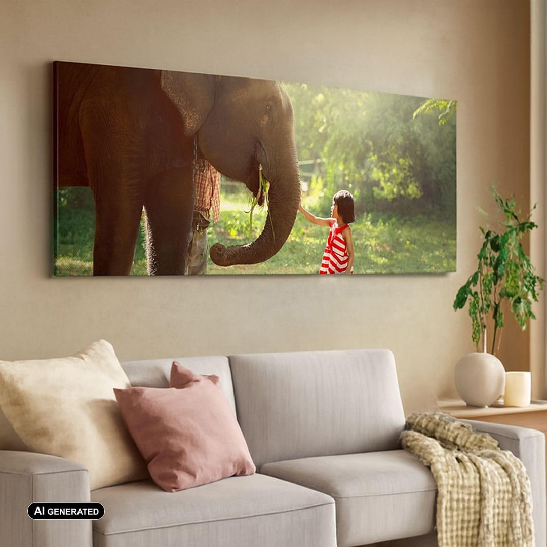 Wandbilder Dekoration Wohnzimmer Elefant Tier Panorama Bilder auf Leinwand 120x50cm Leinwandbild mit