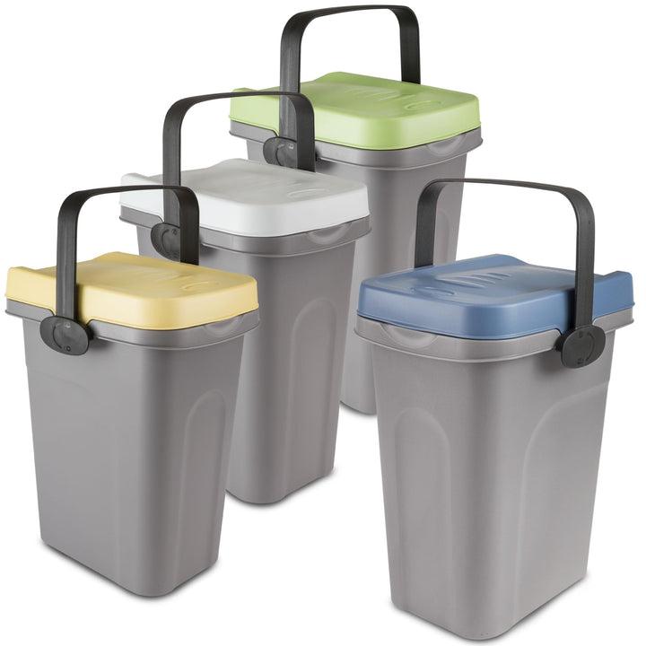 4x 7 Liter Windeleimer Geruchsdicht Blau Gelb Grün Weiss, Biomülleimer Küche, Bio Mülleimer Klein ve