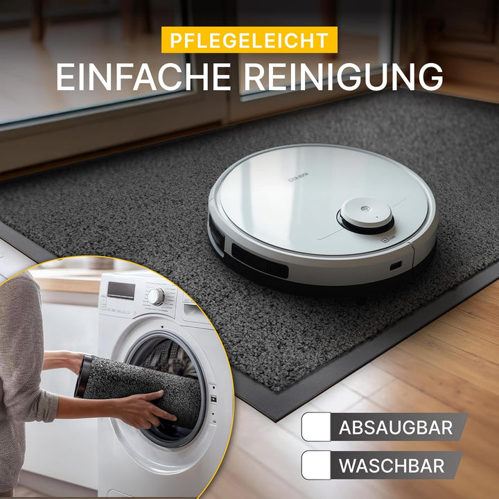 Entrando Fussmatte 90x150 cm flach & waschbar – Schmutzfangmatte für Eingangsbereich, Innenraum & üb