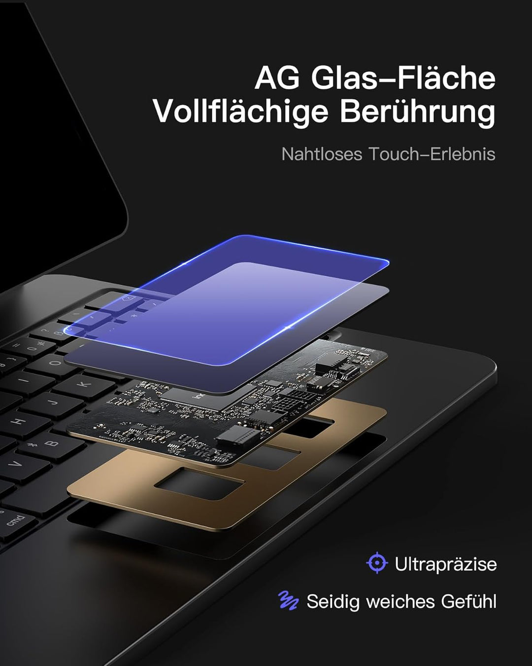 Inateck Magic Keyboard für iPad Pro 11 2024 M4 Hülle mit Tastatur, 30 Min Schnelles Laden,LED Smart