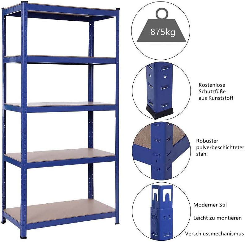 Werkbank, 170 x 75 x 30 cm 5 Ebenen verstellbare Regale, höhenverstellbar, DIY-Werkbank Werktisch Ar