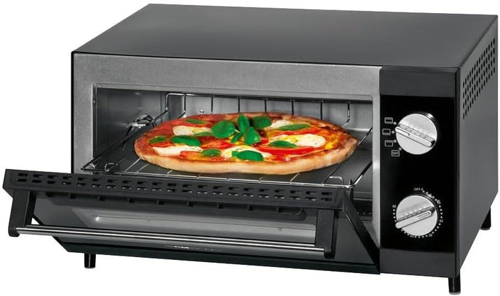 Clatronic MPO 3520 Hersteller Pizzaofen(s), 25 cm, mechanisch, 1 h, schwarz, 1000 W, Edelstahl