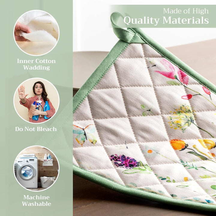 Maison d' Hermine Hot Pads Oster-Topfhalter aus 100% Baumwolle mit Schleife, hitzebeständiges Set mi