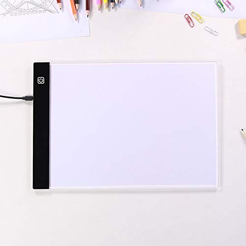 OHMG 4 mm Leuchttafel A4 Zeichnung, Leuchttisch, ultradünn, mit verstellbarer Helligkeit, LED, Zeich