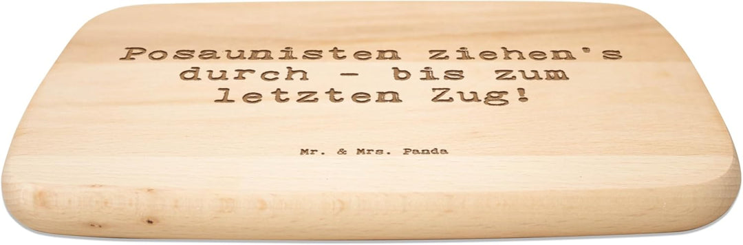 Mr. & Mrs. Panda Frühstücksbrett Spruch Trombone Durchzieher - Geschenk, Posaune, handgefertigte Pro