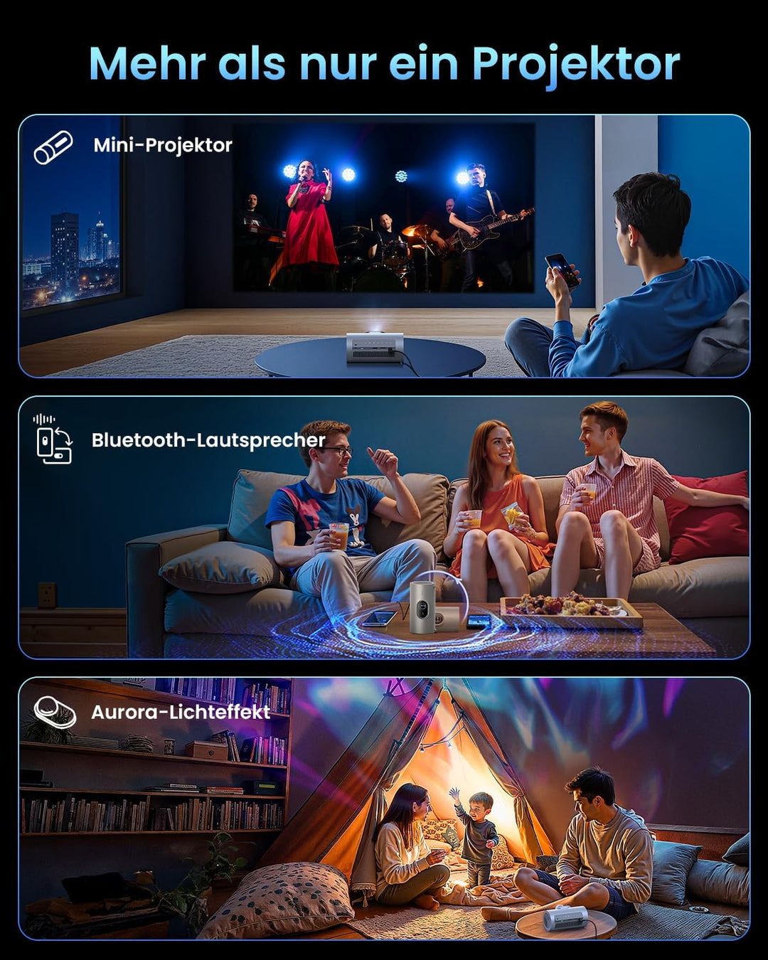 JMGO PicoPlay 1080P Smart Tragbarer Beamer, GTV, Lizenziertes Netflix, 400 ISO Lumen, 8W Dolby Digit