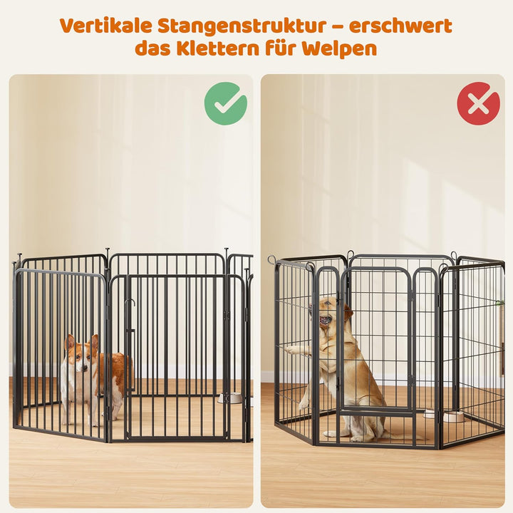 Yaheetech Welpenauslauf 24-teilig 80cm hoch, Welpenlaufstall mit integriertem Schloss, Geräuscharme