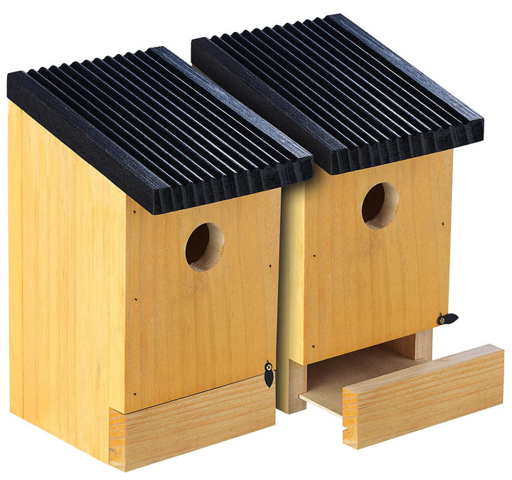 Royal Gardineer Vogel Nistkasten: 2er-Set Tannenholz-Nistkästen für Wildvögel, 22x14x12 cm, vormonti