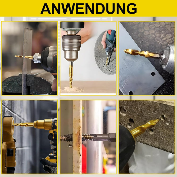 13 Stück Bohrer Set, Bohrer Gewindebohrer Set, 6mm HSS M3-M10 Gewindeschneider-Sets, Metallbohrer mi