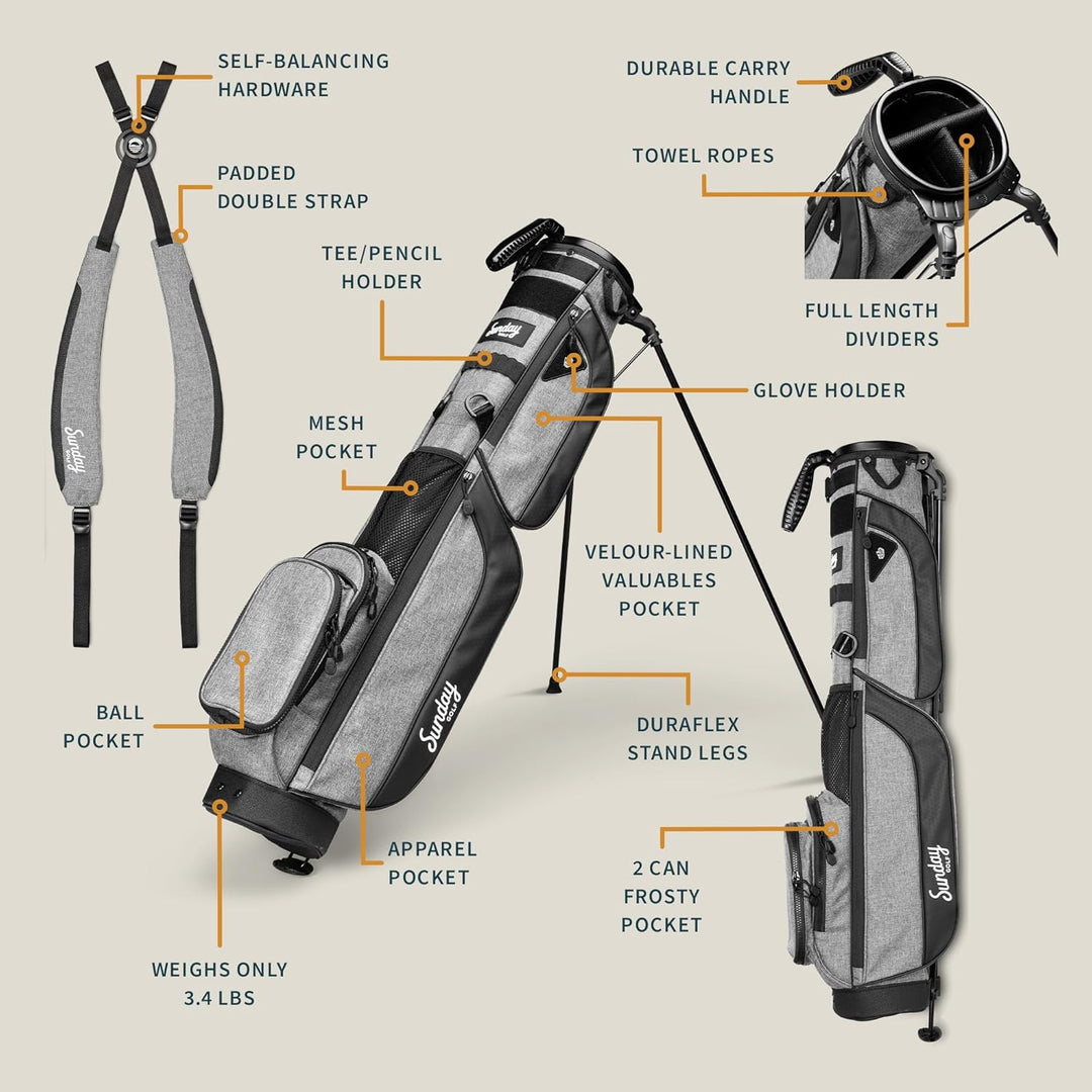 Sunday Golf Loma XL Tasche – Leichte Tasche mit Gurt und Ständer – Einfach zu tragende Pitch n Putt