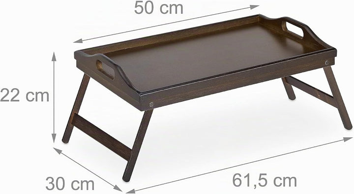 2 x Betttablett Bambus, klappbar, Griffe, erhöhter Rand, Frühstücken &amp; Servieren, HBT: 22x61,5x30cm,