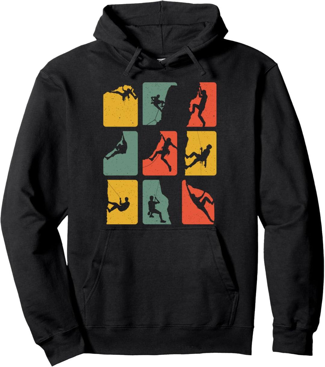 Retro Felskletterer Vintage Kletter Berge Kletterer Climbing Pullover Hoodie