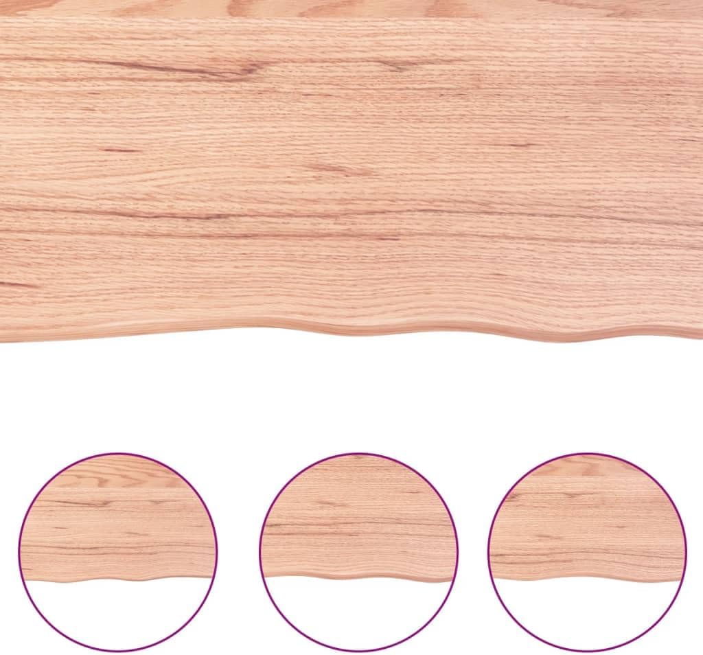 vidaXL Tischplatte Hellbraun 100x60x4 cm Massivholz Eiche Behandelt Hellbraun 100 x 60 x 4 cm, Hellb