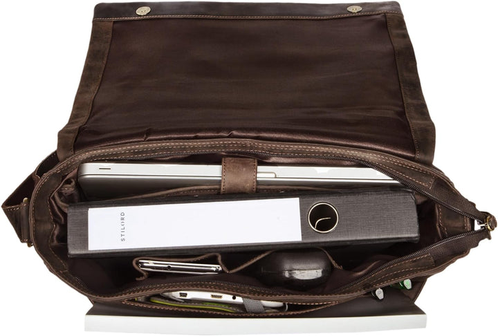 STILORD 'Patrick' Vintage Schultertasche aus echtem Rinds-Leder, mit Laptopfach, Umhängetasche aufst
