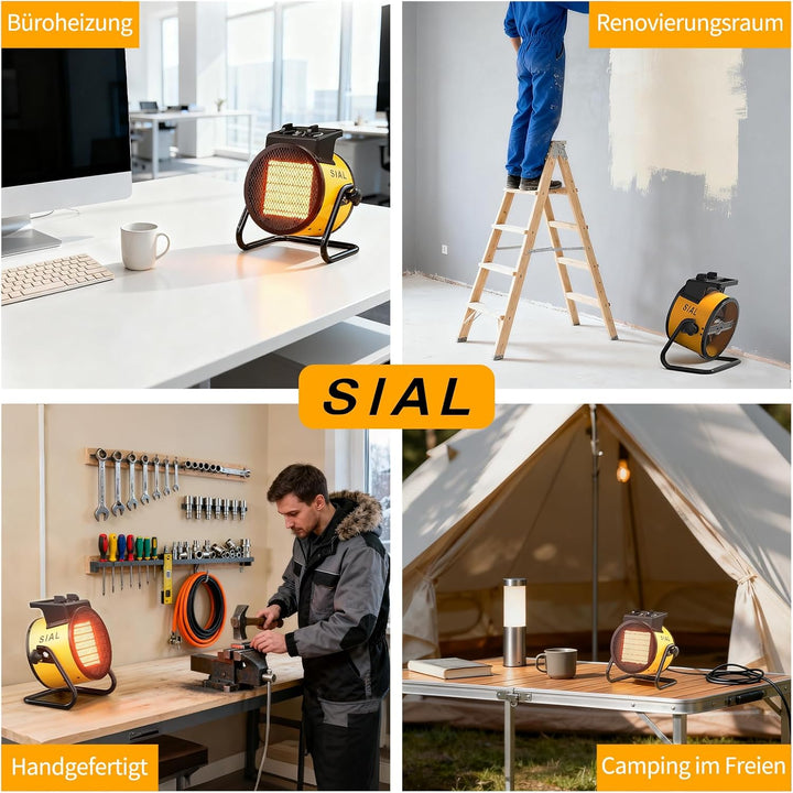 SIAL 3000W Heizlüfter - Elektroheizgebläse - Keramik Heizstrahler - Bauheizer Bautrockner - Heizgerä