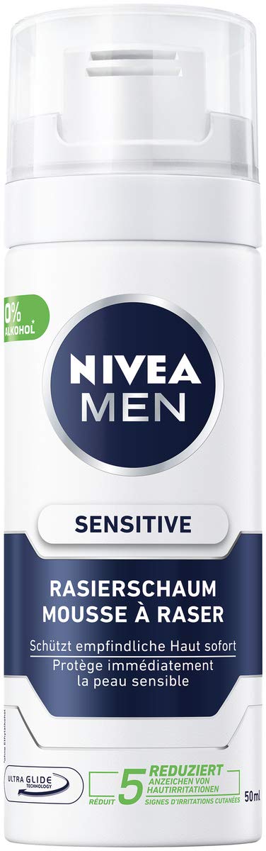 NIVEA MEN Sensitive Rasierschaum im 10er Pack (10 x 50 ml), Rasierschaum in der praktischen Reisegrö