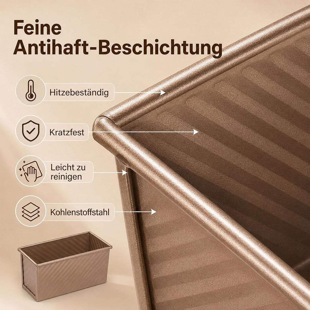 URMONA 2 Stück Toastbrot Brotbackform Mit Deckel, Toastbrotform & Kastenform mit Belüftungslöchern,