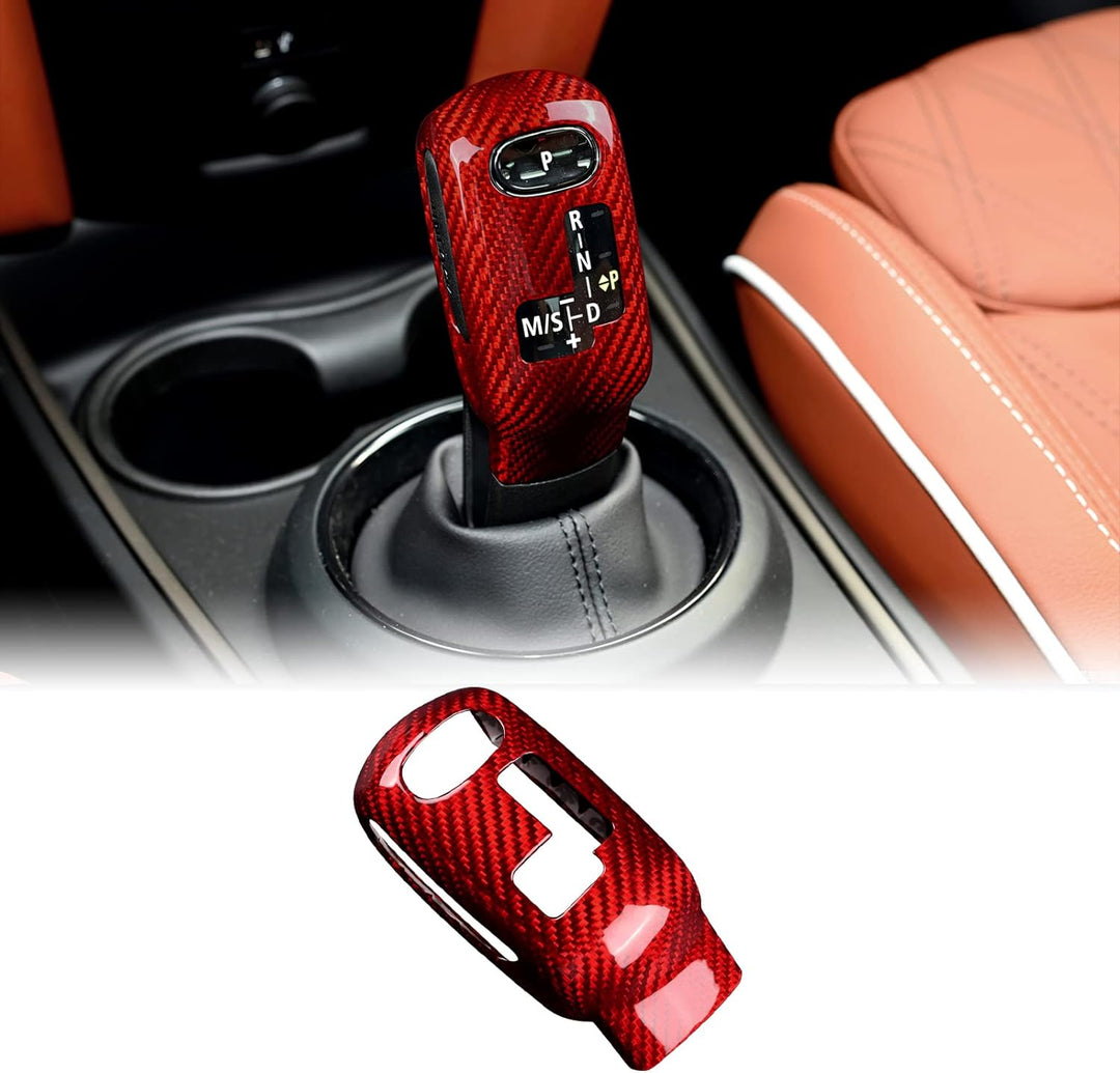 KUNGKIC Kohlefaser Auto-Schaltknauf-Abdeckung Schalthebelknauf Aufkleber Compatible with Mini Cooper