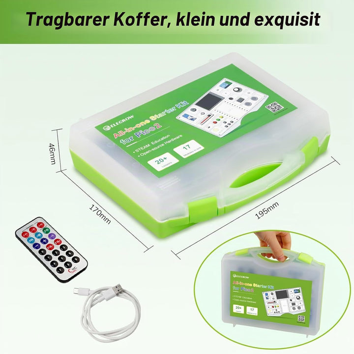 ELECROW All-in-One Kit für Pico 2 RP2350: 17 Sensoren, 21 Lektionen & Online-Tutorials auf Einer Pla