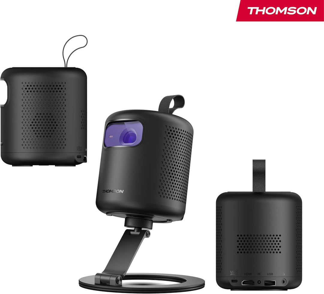 Thomson Vega PG35B Tragbarer Full HD Beamer, Smart LED Projektor mit Google TV, integriertem Akku, 3