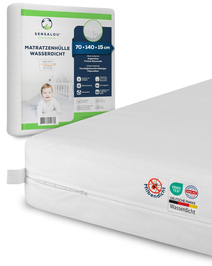 Sensalou Matratzenbezug Reissverschluss Encasing für Allergiker - 70 x 140 cm 1 70 x 140 x 15 cm, 1