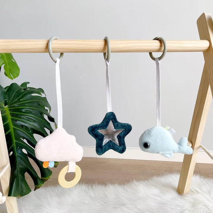 Caudblor Spieltrapez Holz Babyspielzeug Puzzle Gym inkl. Anhänger Babygymnastik aktiv Spielzeug Baby