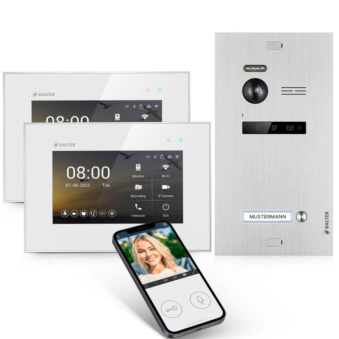 SCHUTZER Balter EVO-HD Video-Türsprechanlage für 1 Familienhaus, 7" Touchscreen Monitor 175° Weitwin