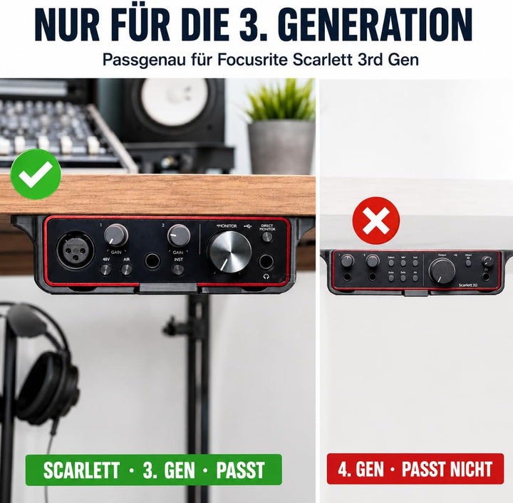 Tischhalterung für Focusrite Scarlett Solo 3rd Gen Audio-Interface, Desk Mount, Under Desk Mount, Sc