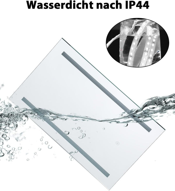 Youyijia Spiegel Mit Beleuchtung, 50x70cm Led Badspiegel Mit Beleuchtung Mit Touch-Schalter, Badezim
