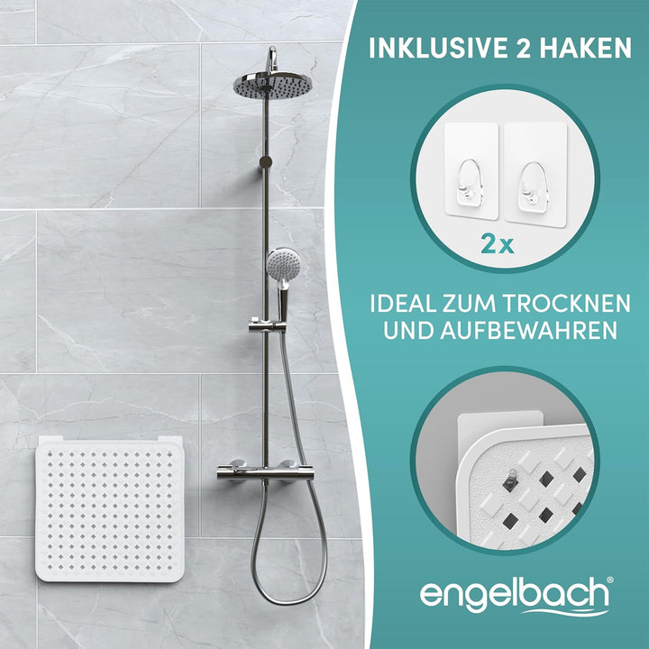 Engelbach® Duschmatte rutschfest 53x53cm - Inklusive Haken zum Aufhängen - 100% BPA-frei - Antirutsc