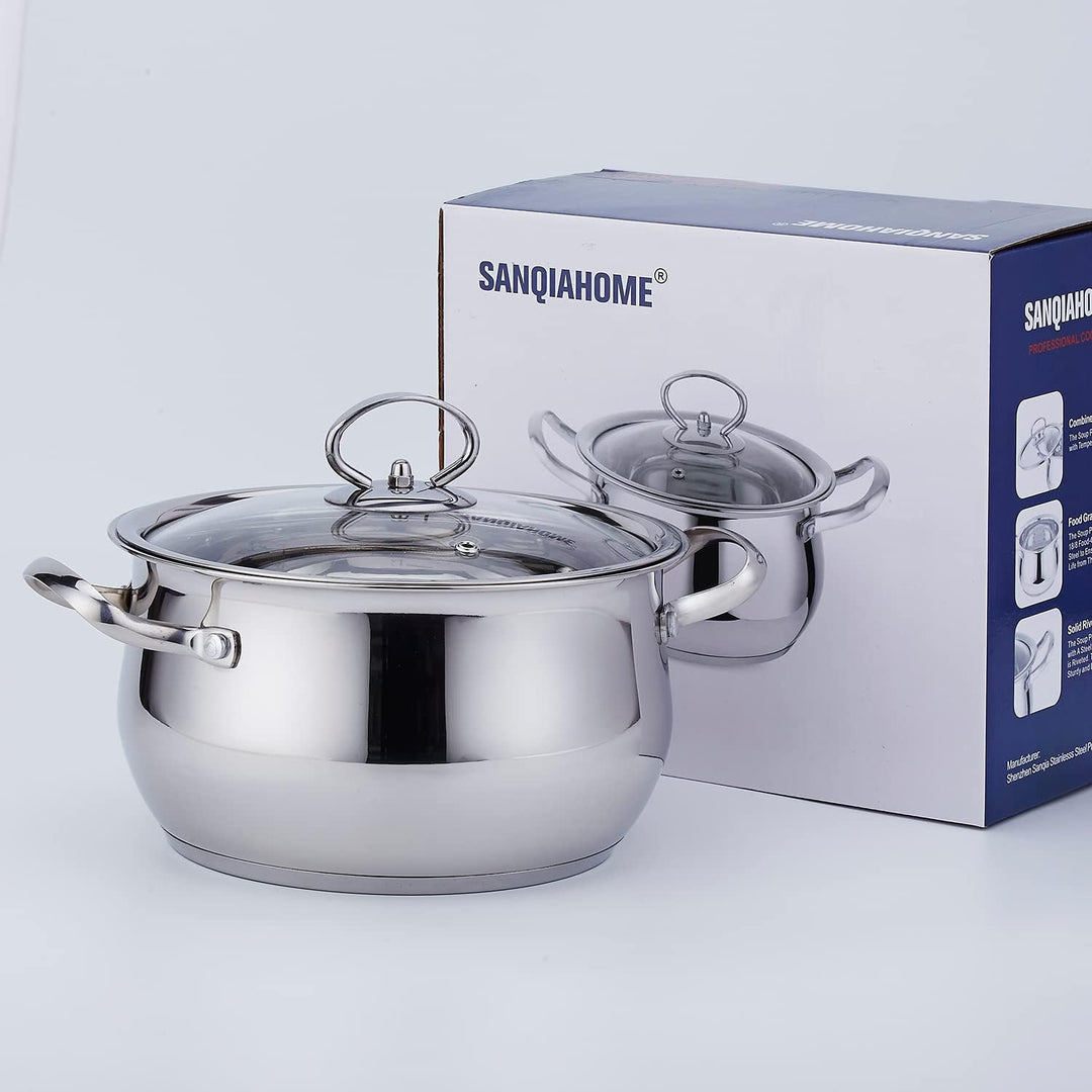 Kochtopf Induktion 24 cm - Edelstahl - 4,3L - Topf mit Deckel- Für alle Herdarten - Ofenfest - Ofenf