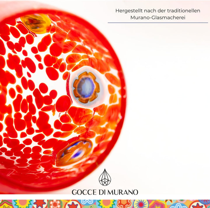 Gocce di Murano Set 6 Gläser Regenbogen Regen aus Muranoglas mundgeblasen 300 ml handgearbeitet bunt