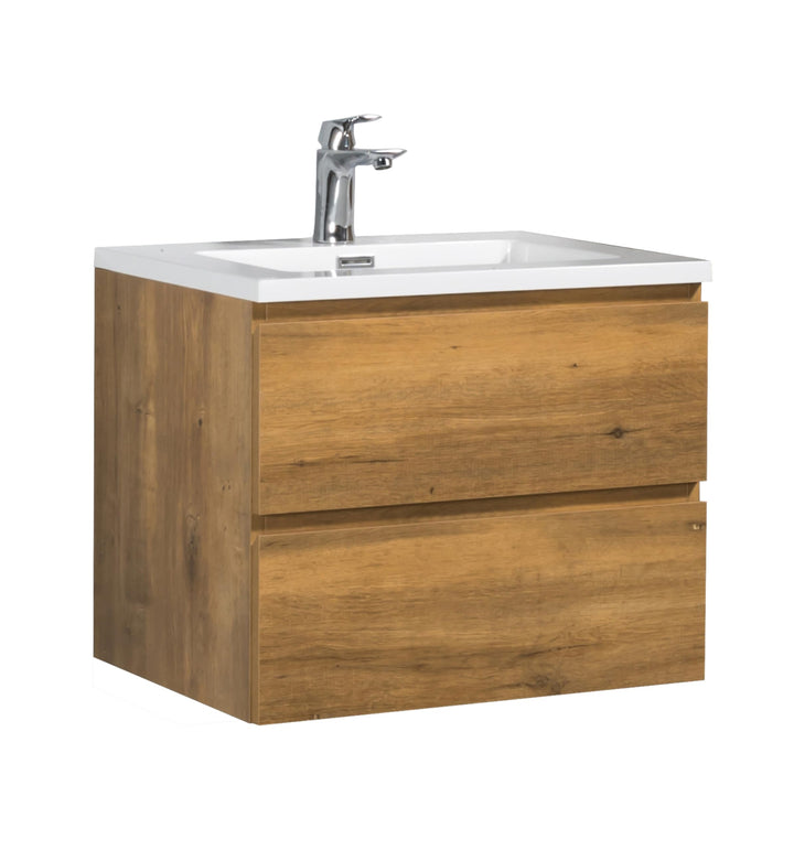 Badplaats B.V. Badezimmer Badmöbel Set Angela 60cm - Eiche - Unterschrank Schrank Waschbecken Wascht