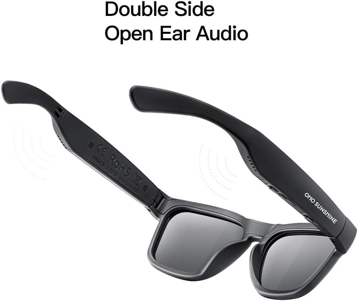 OhO Bluetooth Sunglasses,Voice Control and Open Ear Style Smart Glasses Listen Music and Calls with